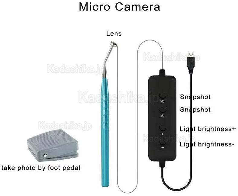 歯科用デジタルマイクロ口腔内カメラ (フットコントローラー付き)